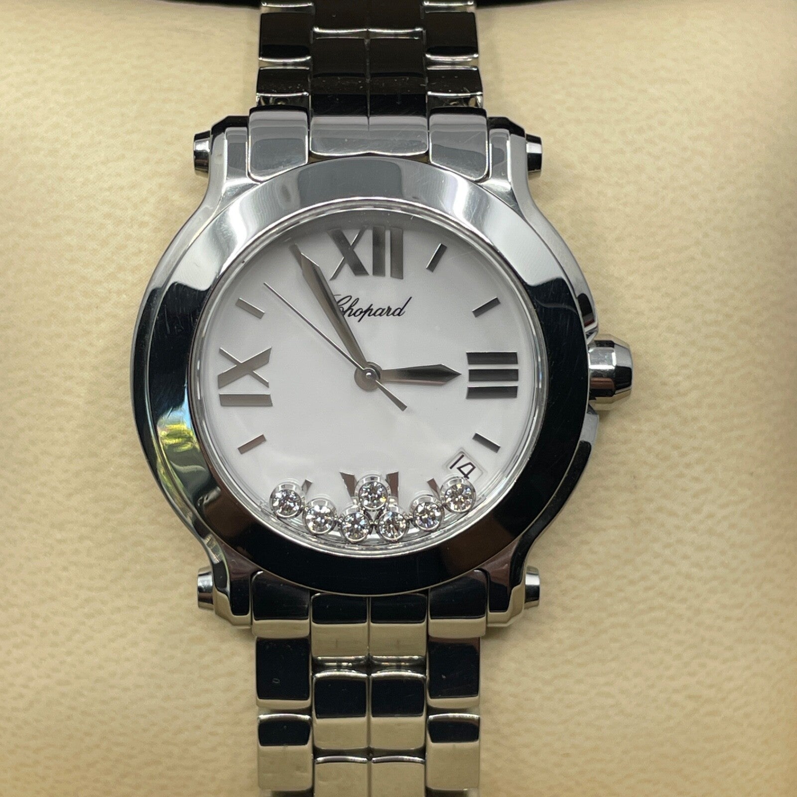 Chopard Happy Sport 7 Floating Diamond White Dial 36mm Steel 