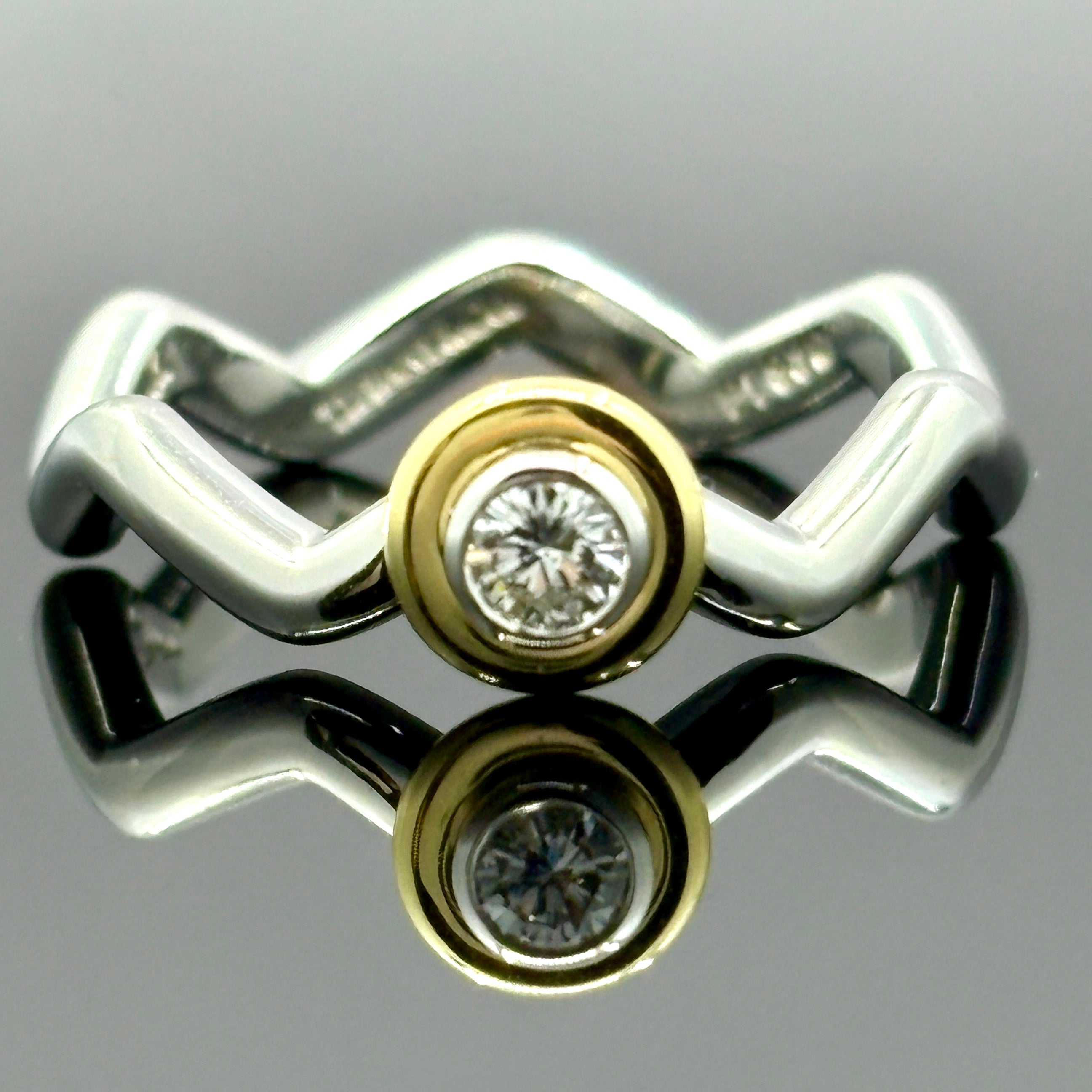 Tiffany & Co Paloma Picasso Zig Zag Diamond Ring - Platinum & 18k