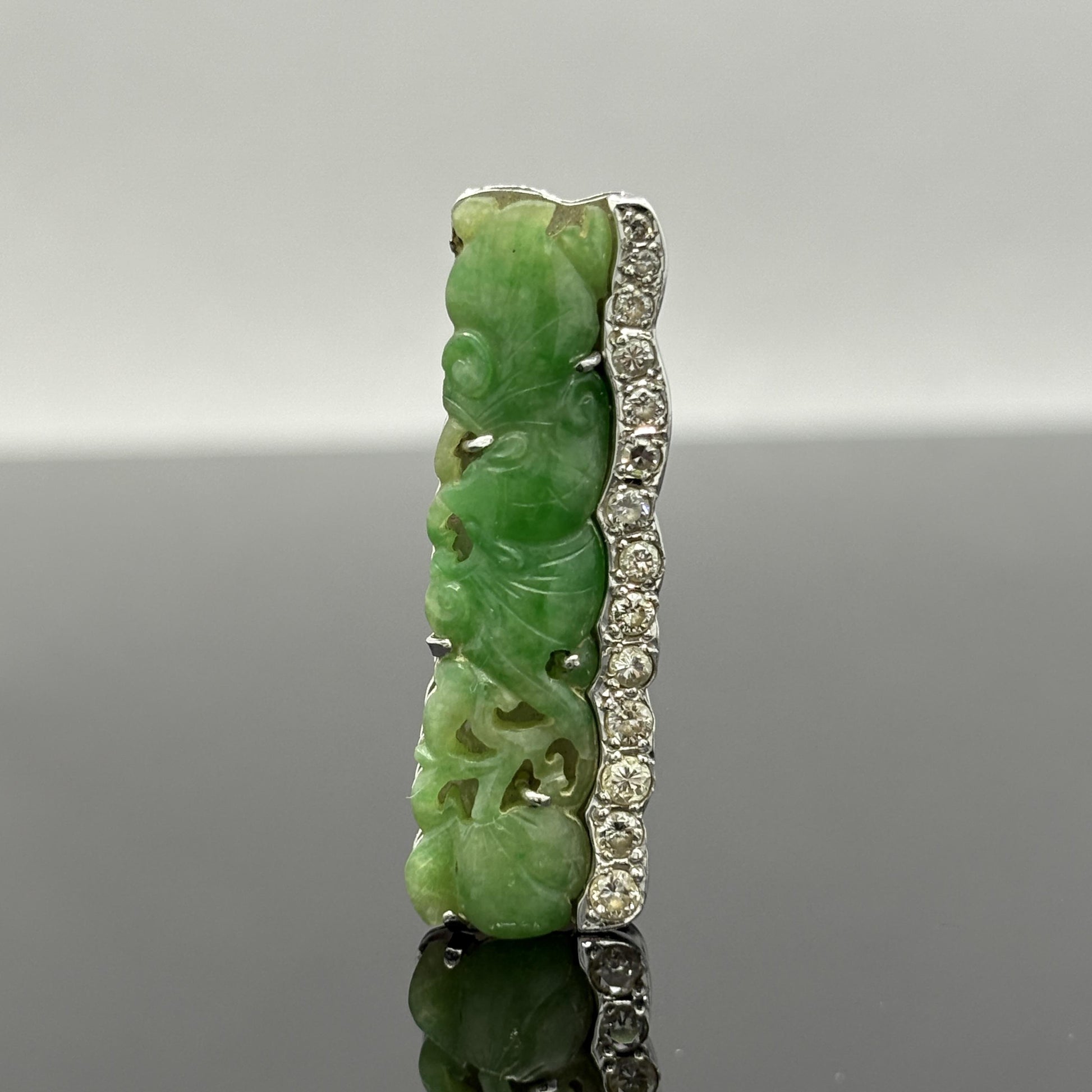 Jade Carving & Diamond Platinum Necklace