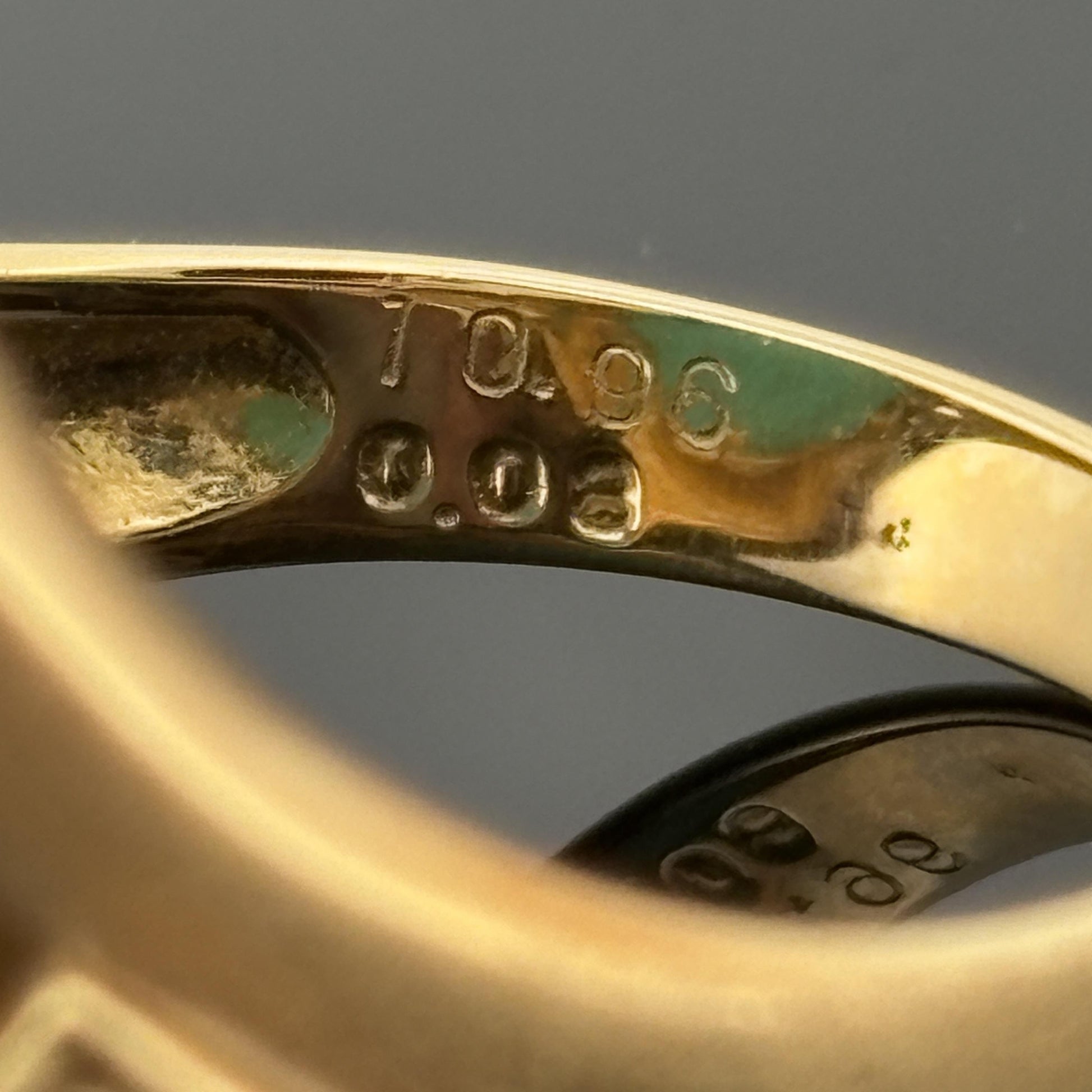 Vintage Turquoise Cabochon & Diamond Ring 18k Yellow Gold