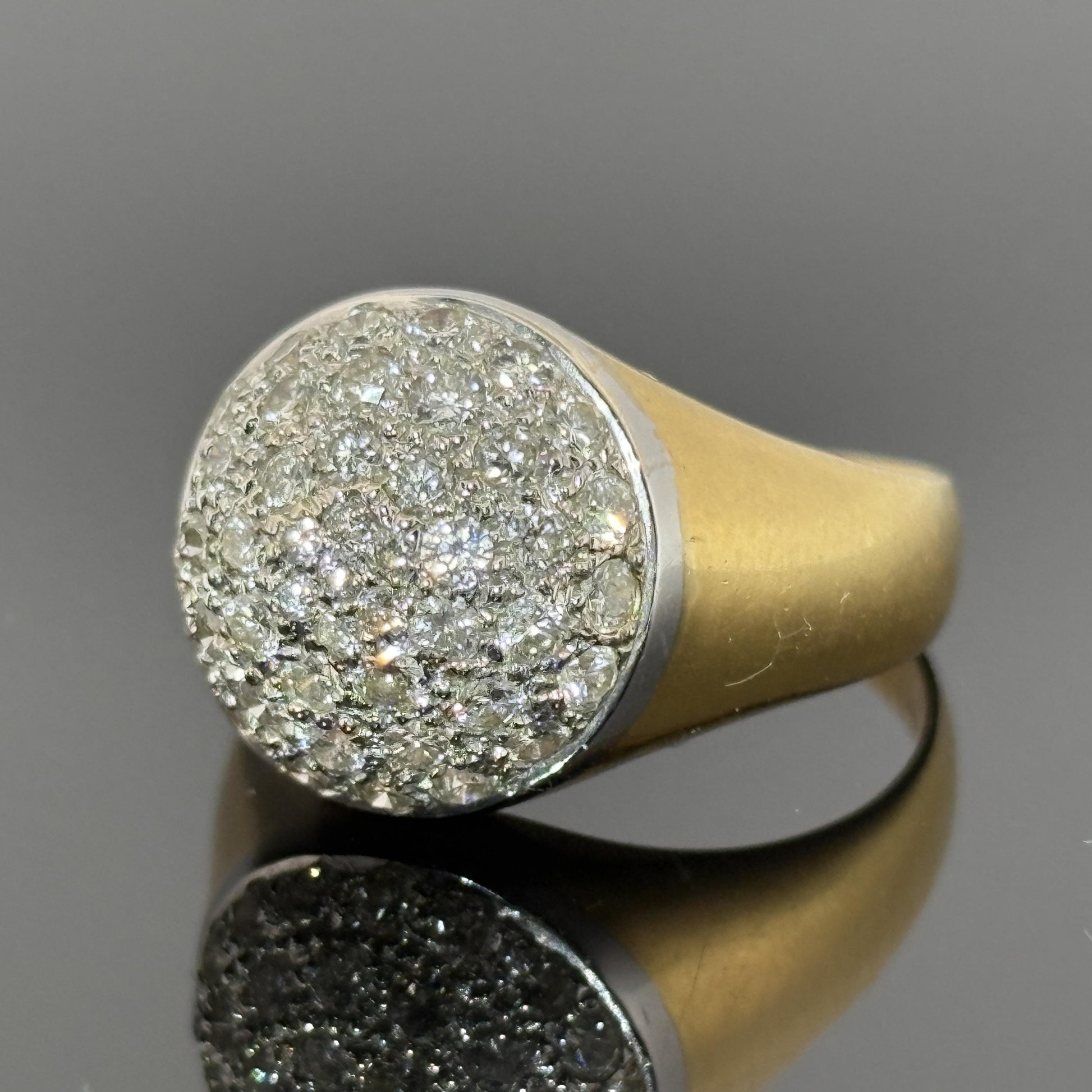 Vintage Pave Diamond Dome Ring - 1.03ctw 18k Gold Italy