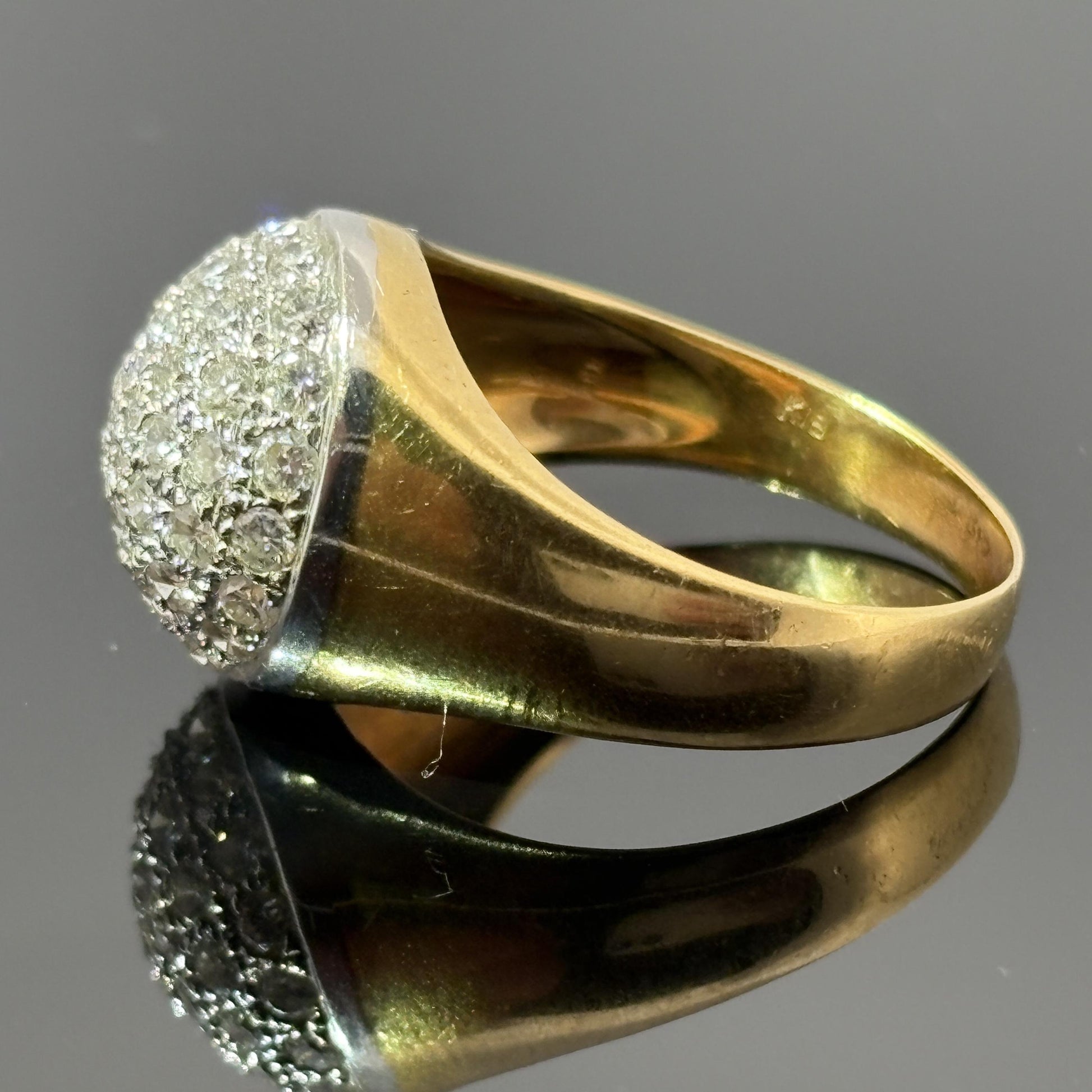 Vintage Pave Diamond Dome Ring - 1.03ctw 18k Gold Italy