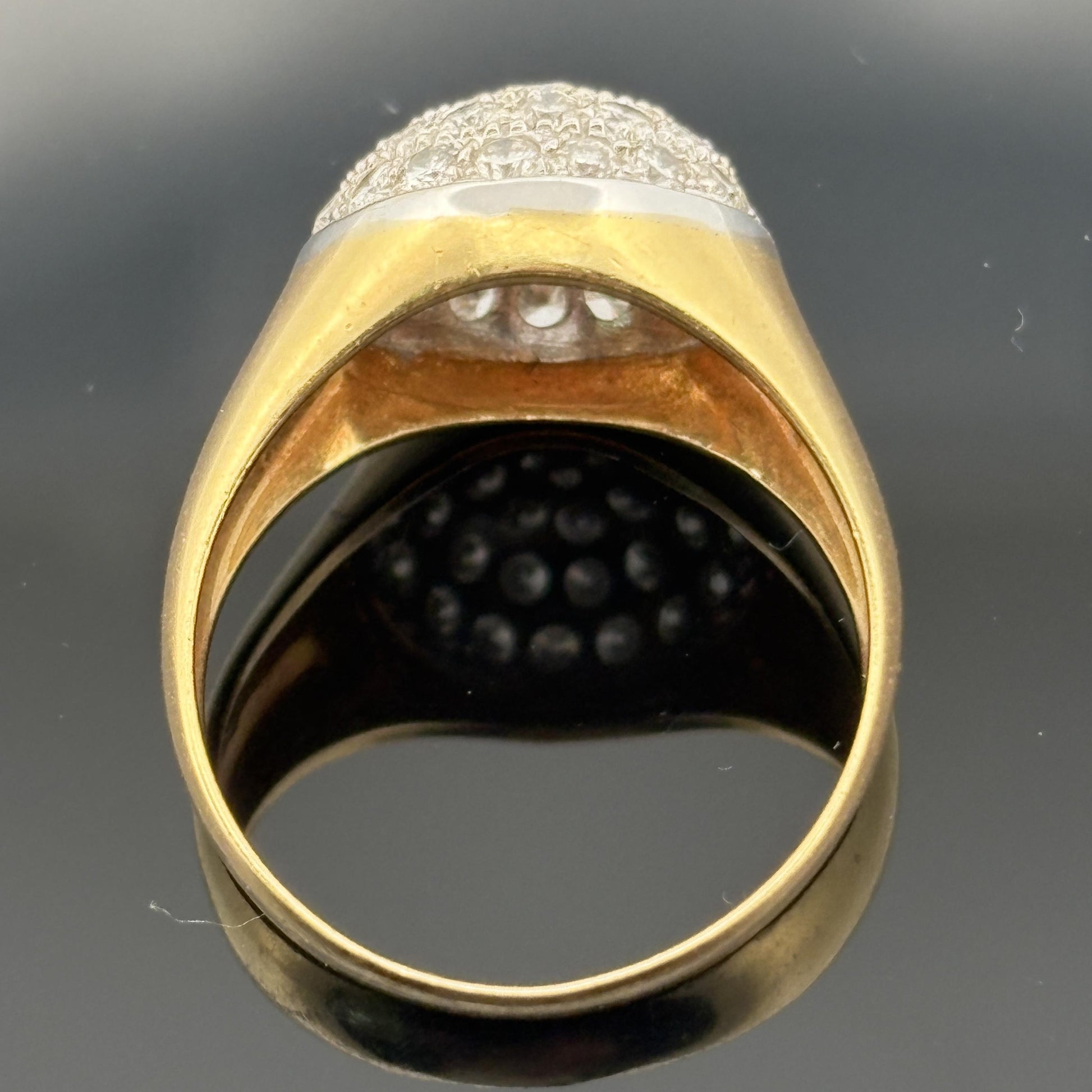 Vintage Pave Diamond Dome Ring - 1.03ctw 18k Gold Italy