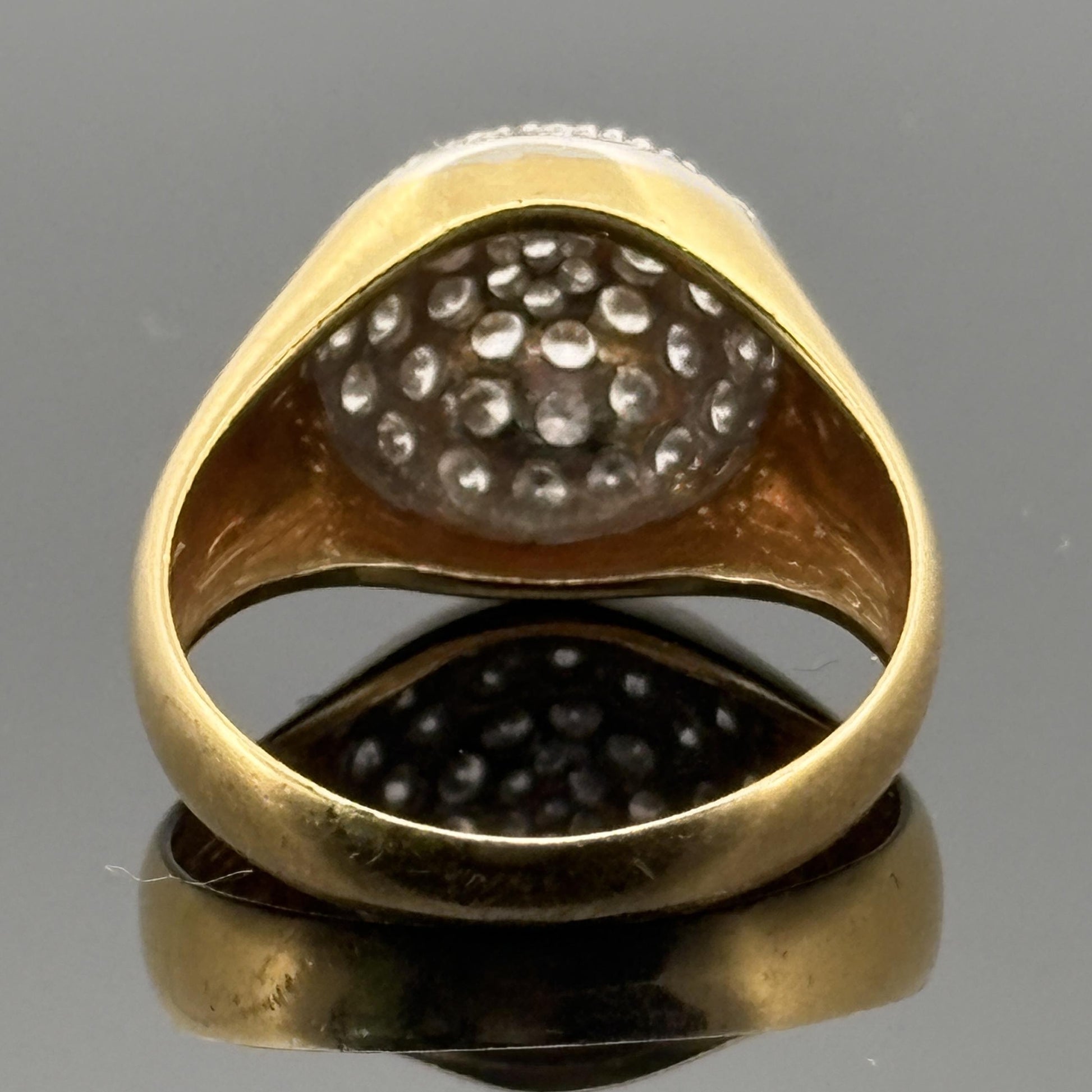 Vintage Pave Diamond Dome Ring - 1.03ctw 18k Gold Italy