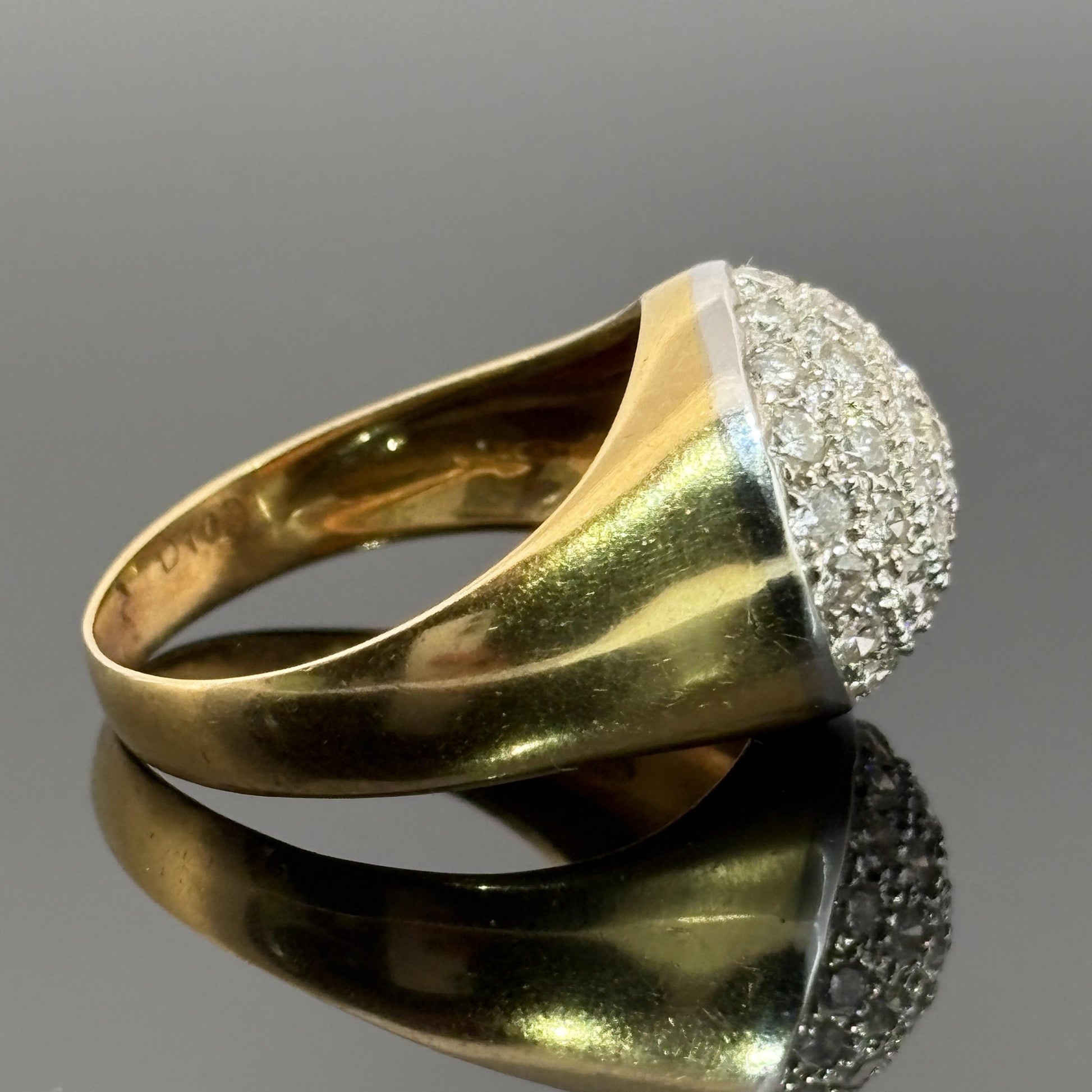 Vintage Pave Diamond Dome Ring - 1.03ctw 18k Gold Italy