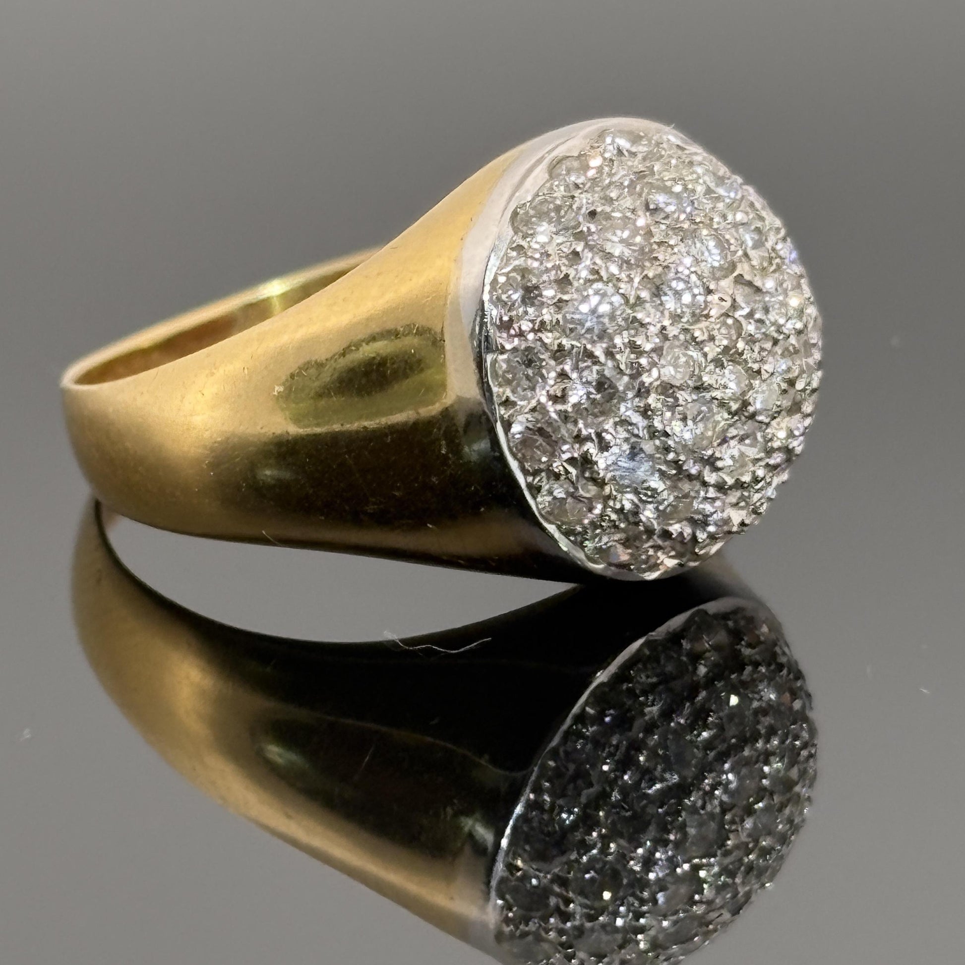 Vintage Pave Diamond Dome Ring - 1.03ctw 18k Gold Italy