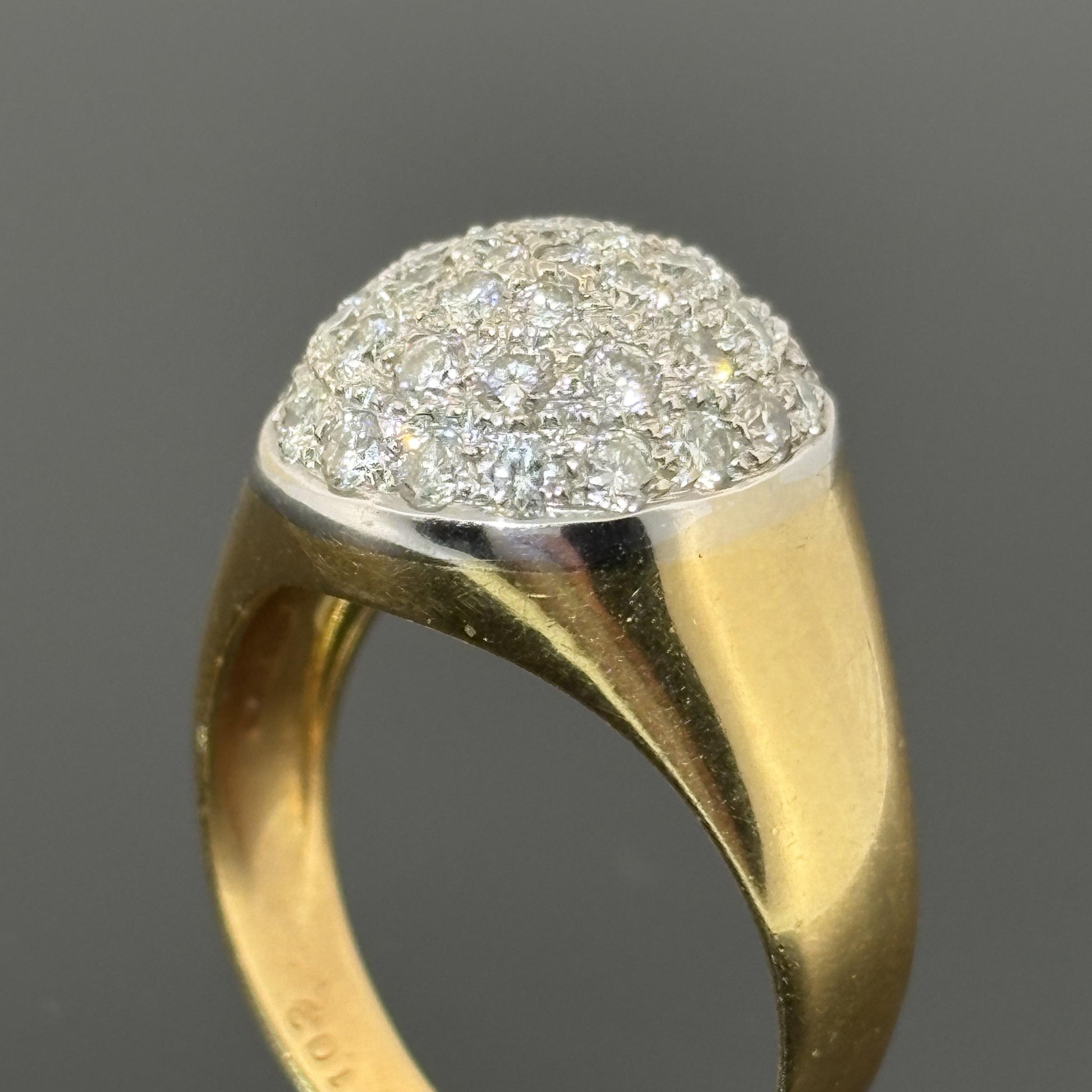 Vintage Pave Diamond Dome Ring - 1.03ctw 18k Gold Italy