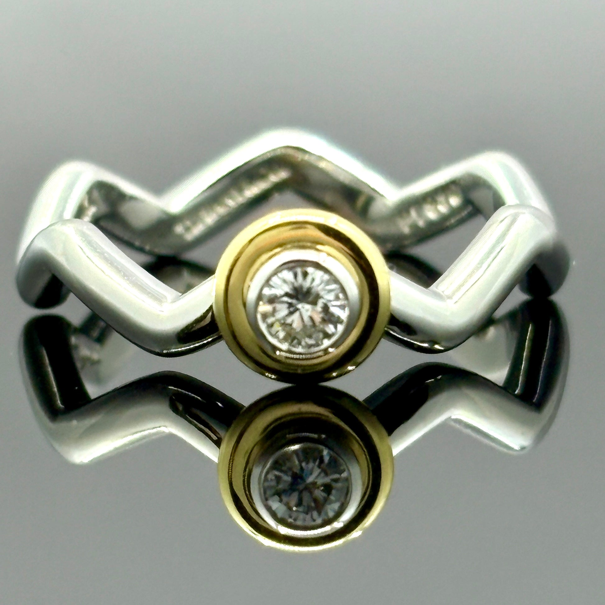 Tiffany & Co Paloma Picasso Zig Zag Diamond Ring - Platinum & 18k - Size 5 1/2