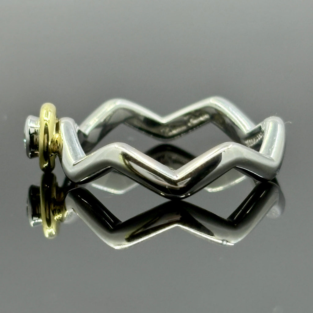 Tiffany & Co Paloma Picasso Zig Zag Diamond Ring - Platinum & 18k - Size 5 1/2