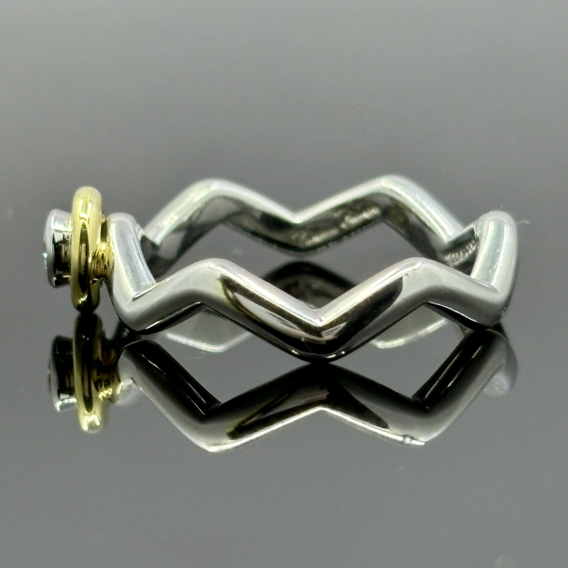 Tiffany & Co Paloma Picasso Zig Zag Diamond Ring - Platinum & 18k - Size 5 1/2