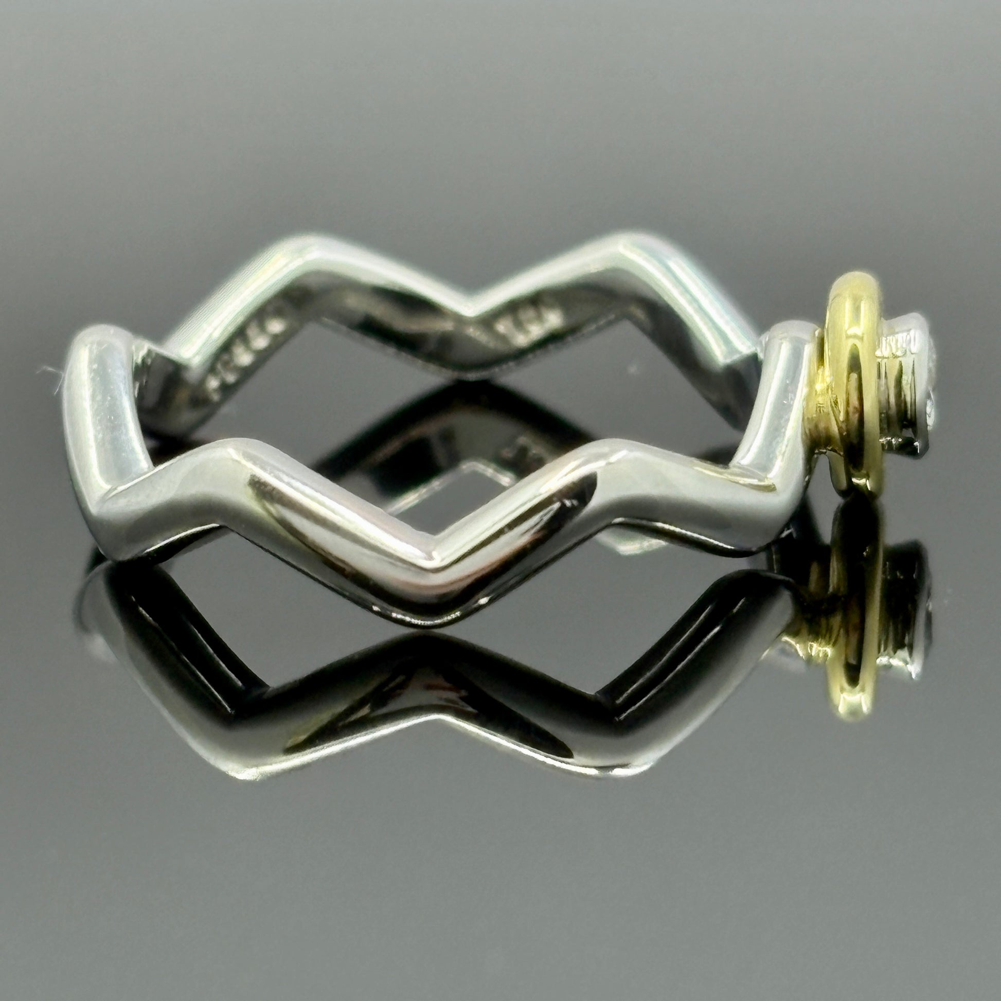 Tiffany & Co Paloma Picasso Zig Zag Diamond Ring - Platinum & 18k - Size 5 1/2