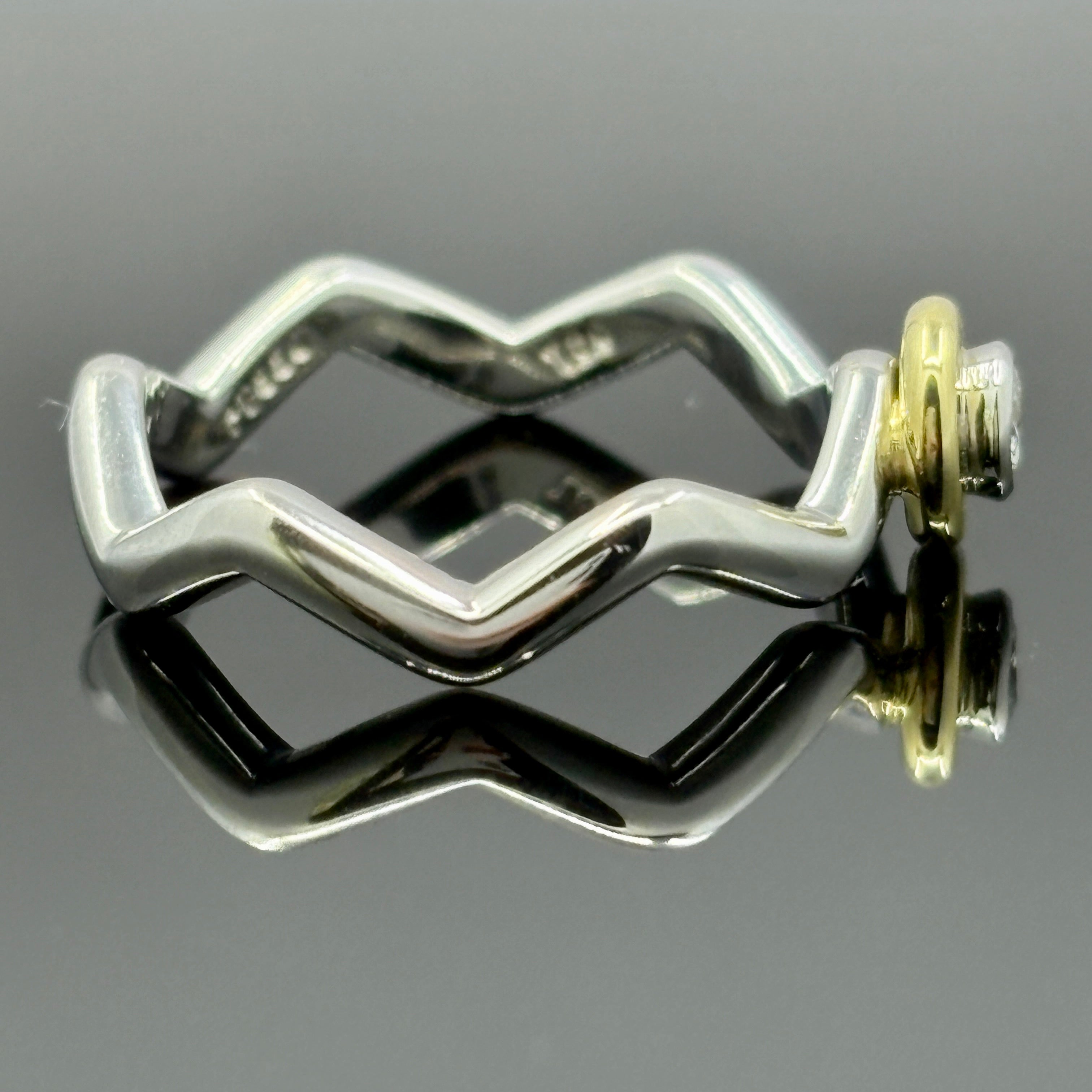 Tiffany & Co Paloma Picasso Zig Zag Diamond Ring - Platinum & 18k - Size 5 1/2