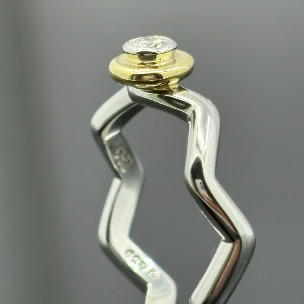 Tiffany & Co Paloma Picasso Zig Zag Diamond Ring - Platinum & 18k - Size 5 1/2