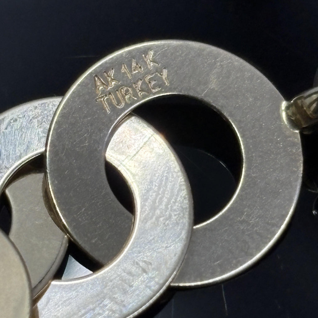 Vintage Wide Circle Link Bracelet in 14k Yellow Gold