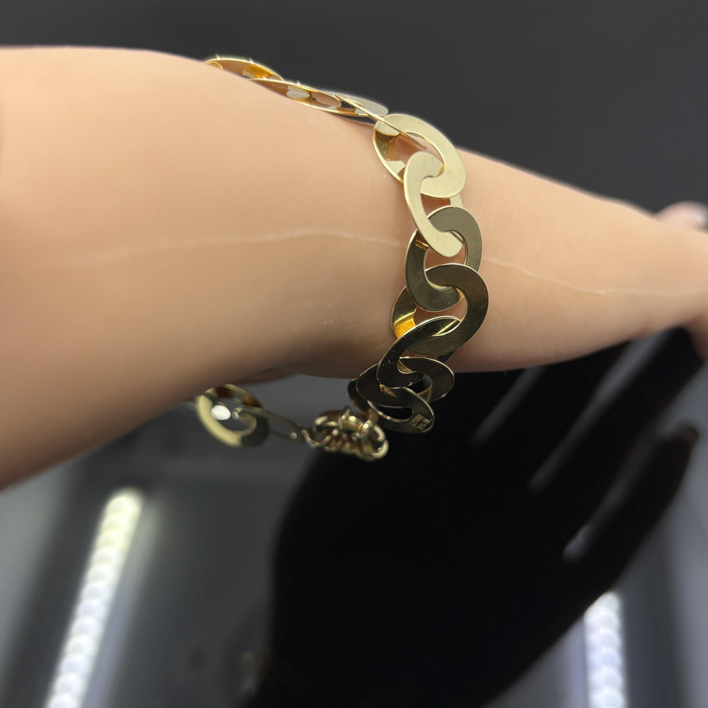 Vintage Wide Circle Link Bracelet in 14k Yellow Gold