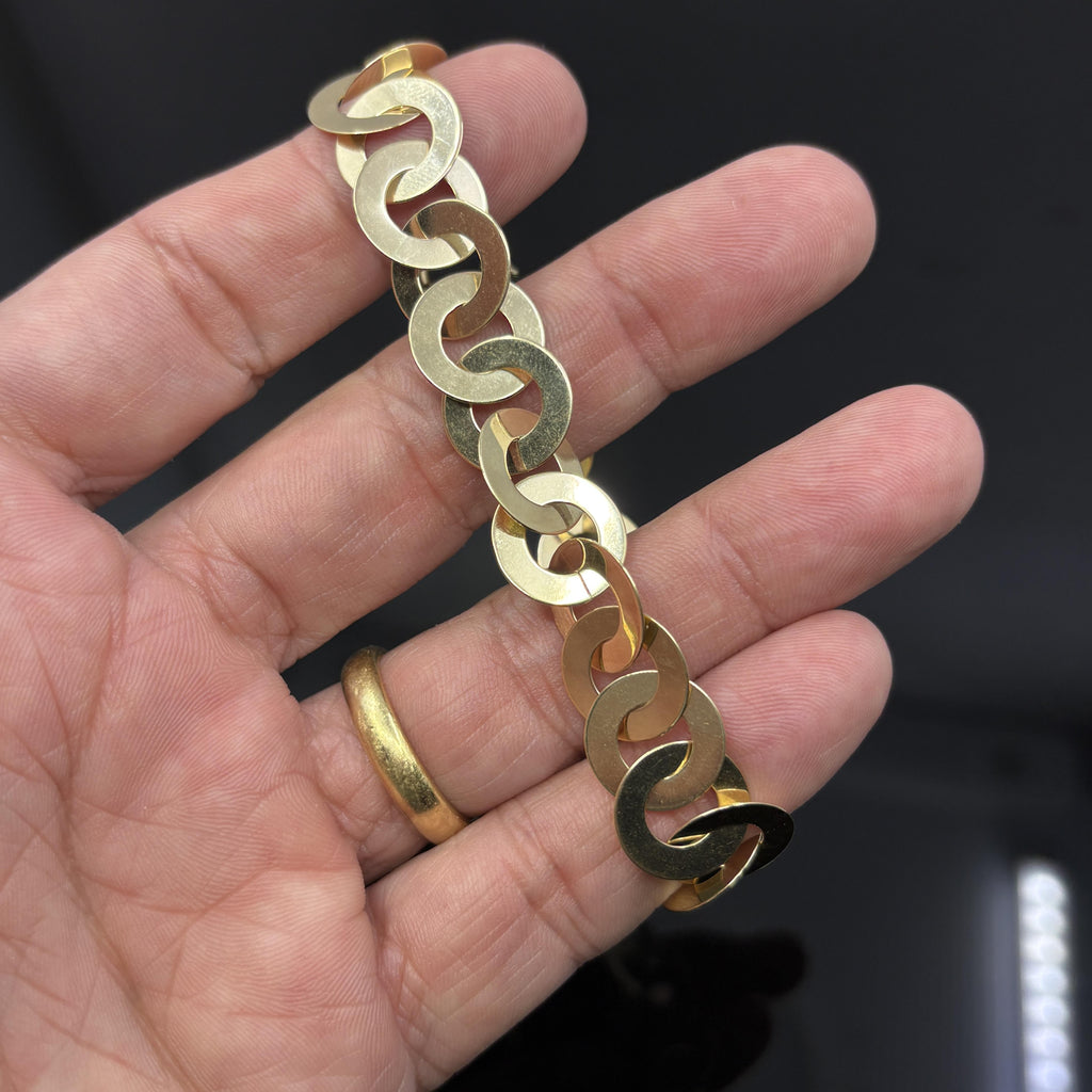 Vintage Wide Circle Link Bracelet in 14k Yellow Gold