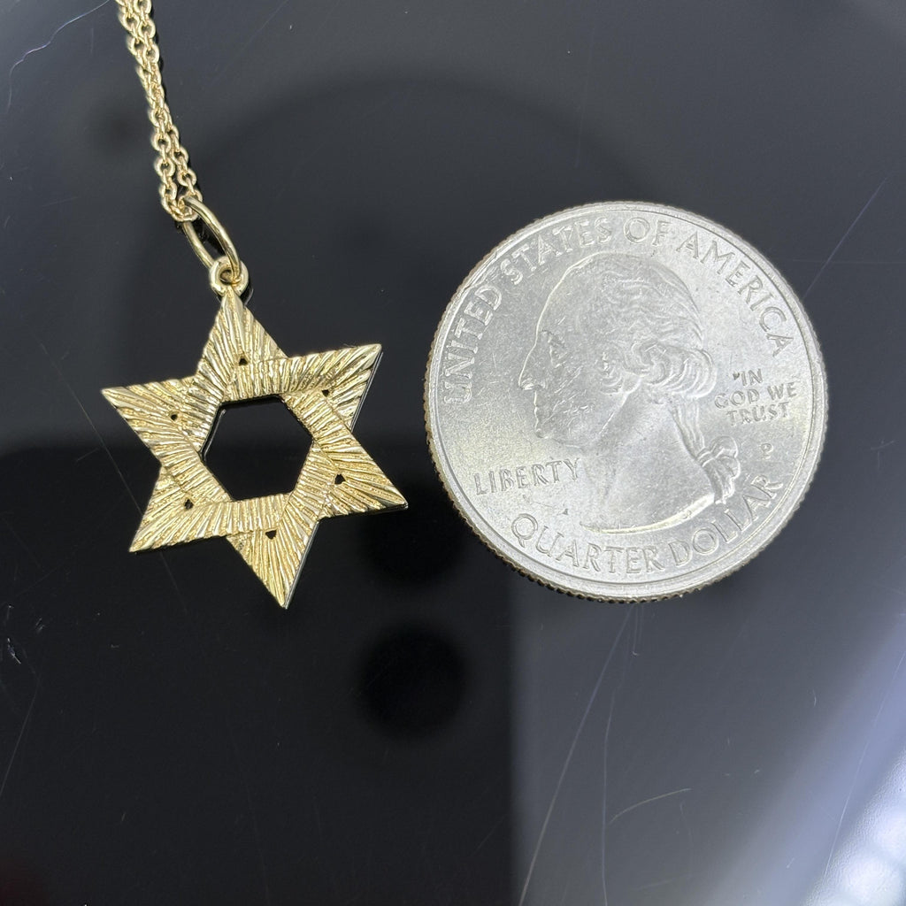 Vintage Star of David Necklace in 14k Yellow Gold