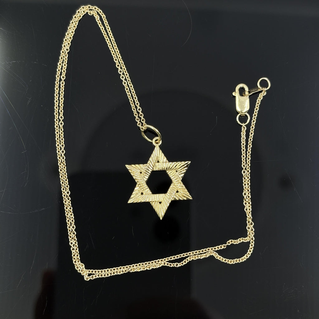 Vintage Star of David Necklace in 14k Yellow Gold