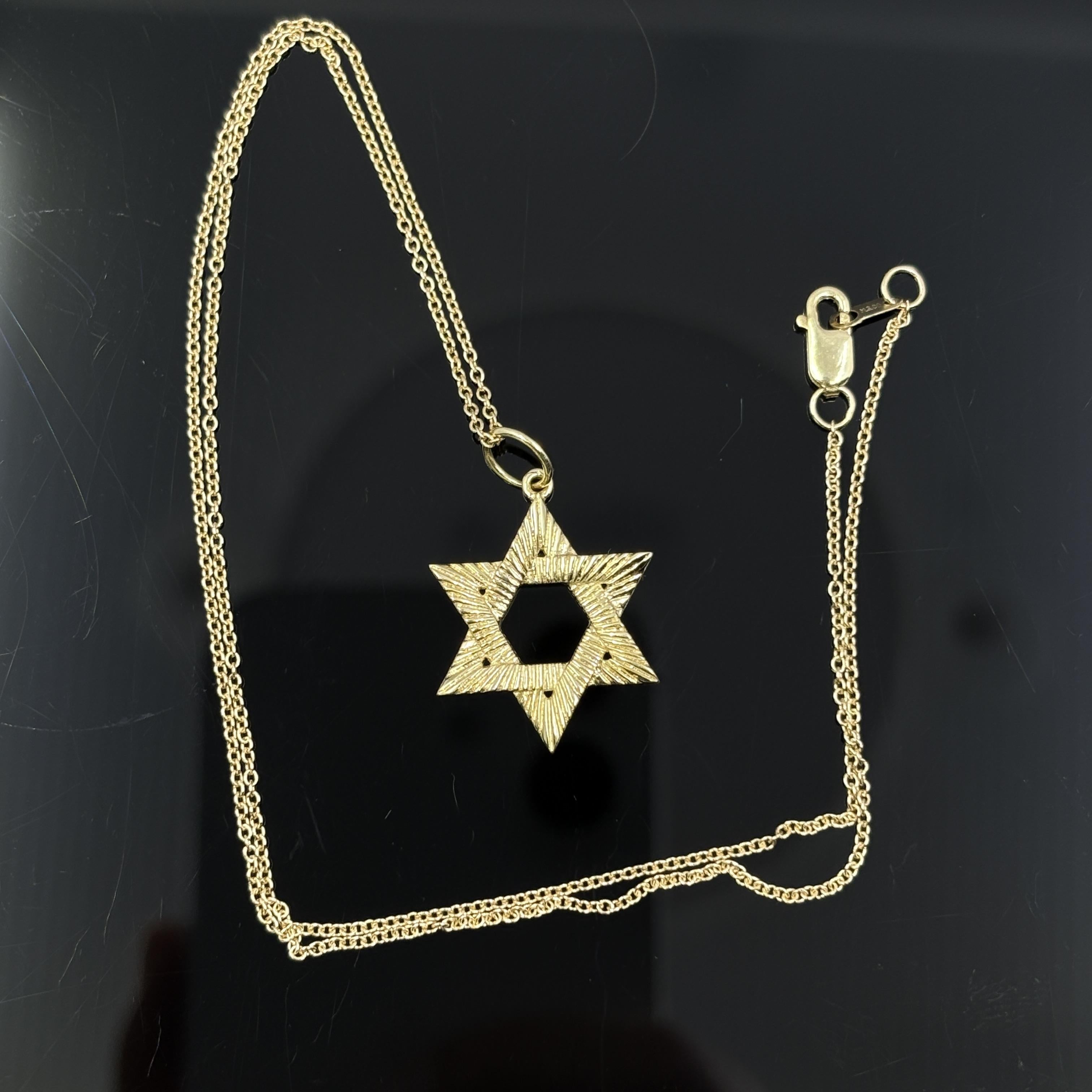 Vintage Star of David Necklace in 14k Yellow Gold