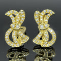 Vintage Diamond Bow Earrings w/ French Owl Stamp 18k