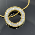 Estate Diamond Baguette Circle Pendant Necklace 18k Gold 1.50ctw