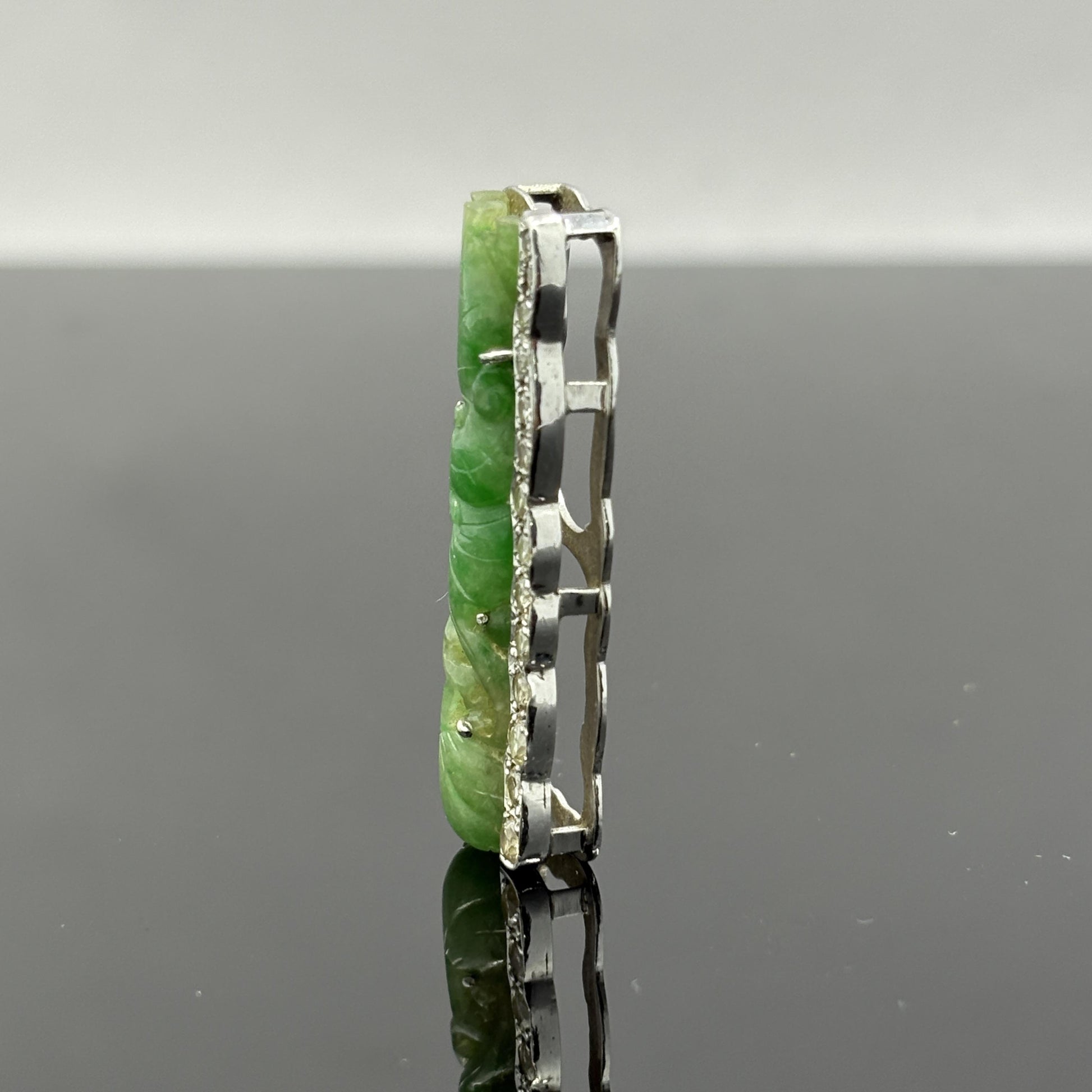 Jade Carving & Diamond Platinum Necklace