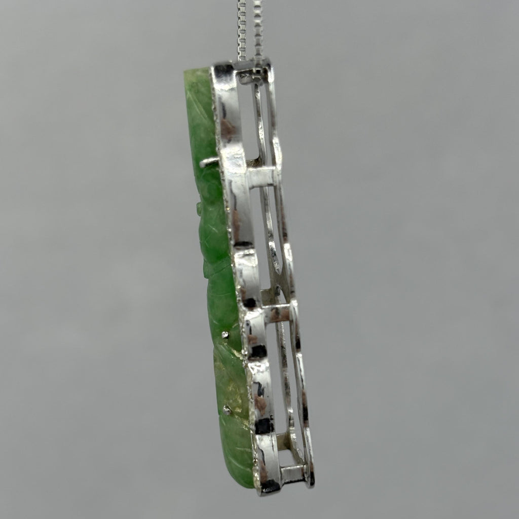 Jade Carving & Diamond Platinum Necklace