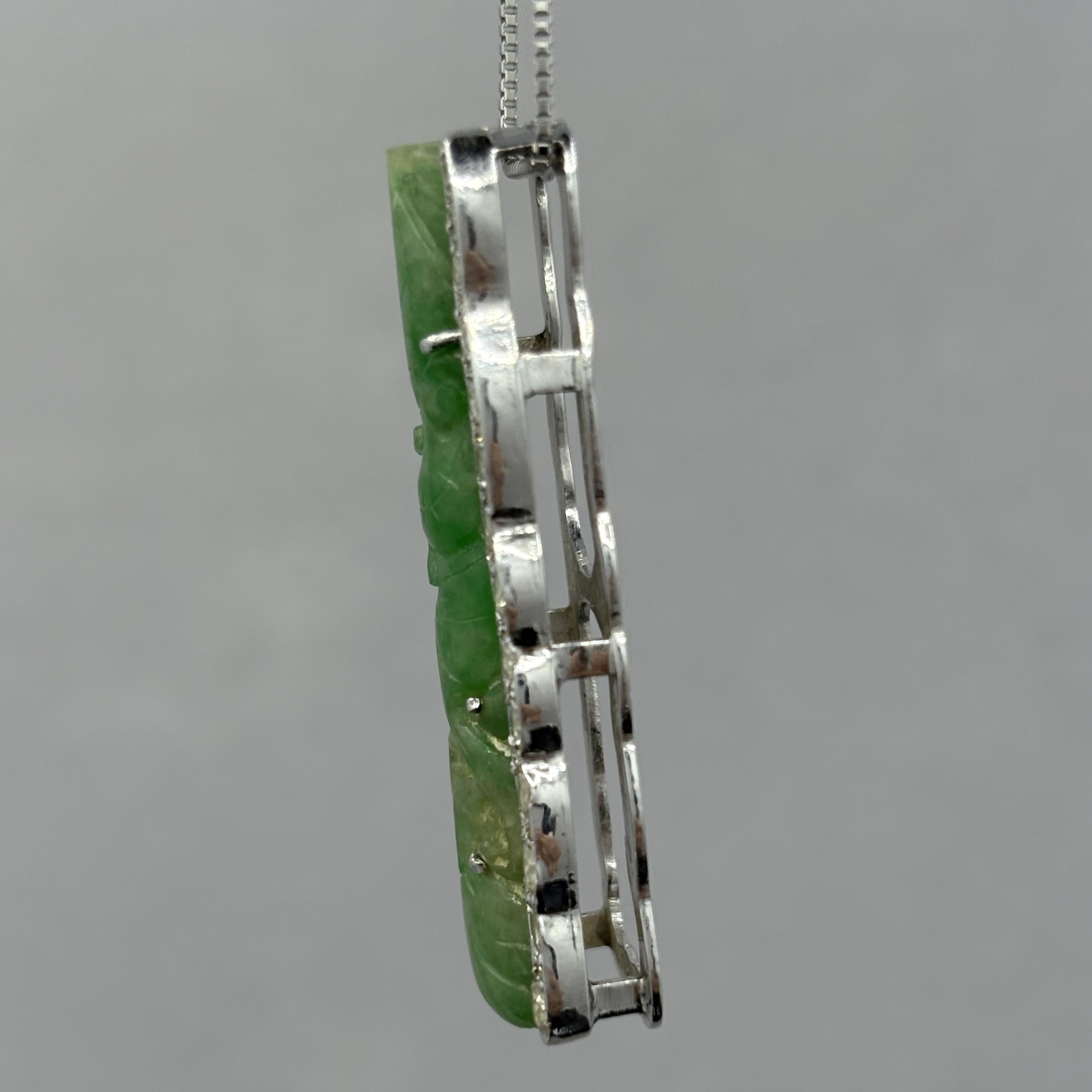 Jade Carving & Diamond Platinum Necklace