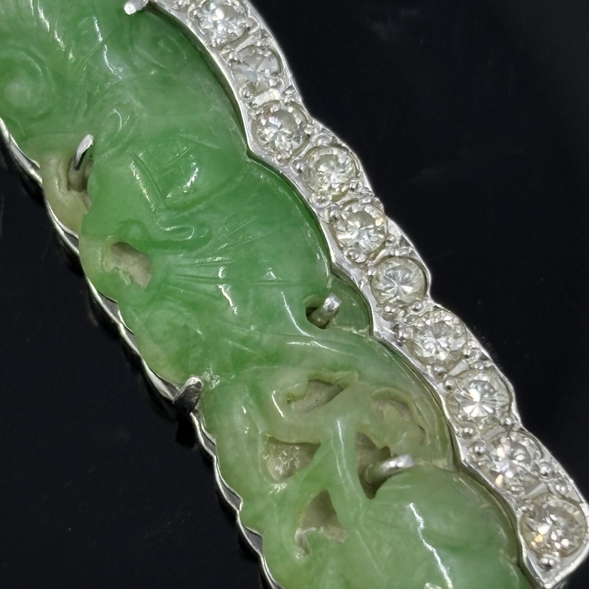 Jade Carving & Diamond Platinum Necklace