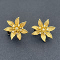 Vintage Flower Earrings in 18k Yellow Gold & Diamond