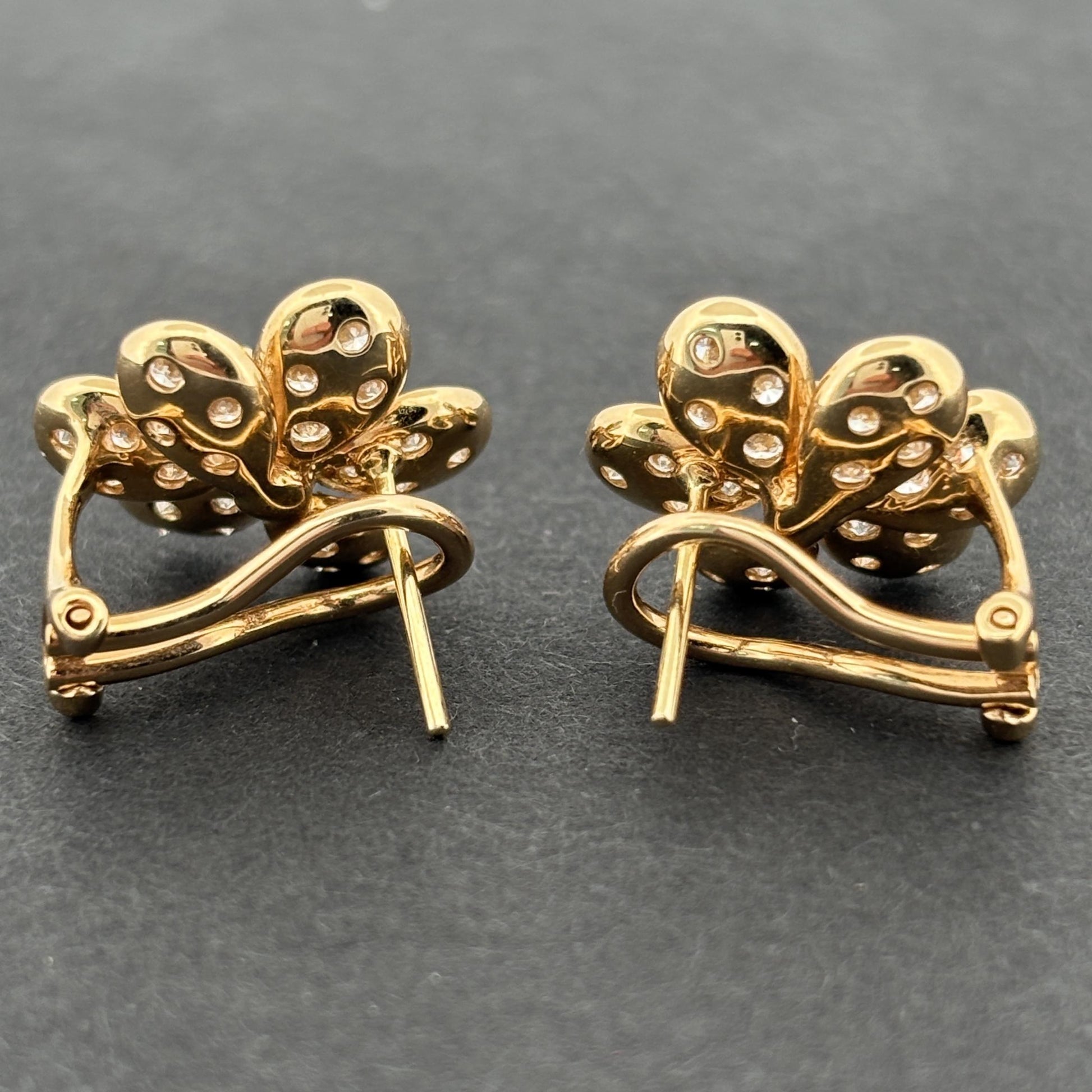 Estate Flower 18k Yellow Gold & Diamond Earrings 1.00ctw