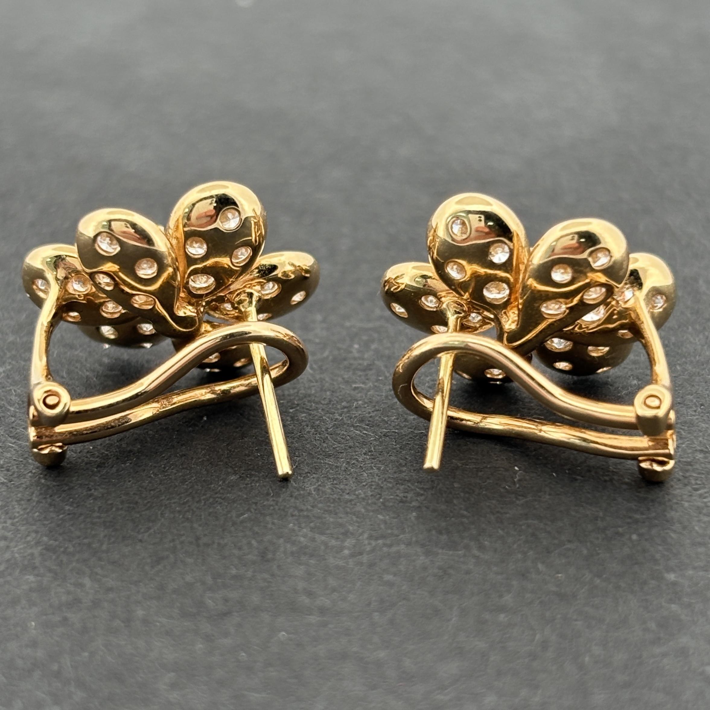 Estate Flower 18k Yellow Gold & Diamond Earrings 1.00ctw