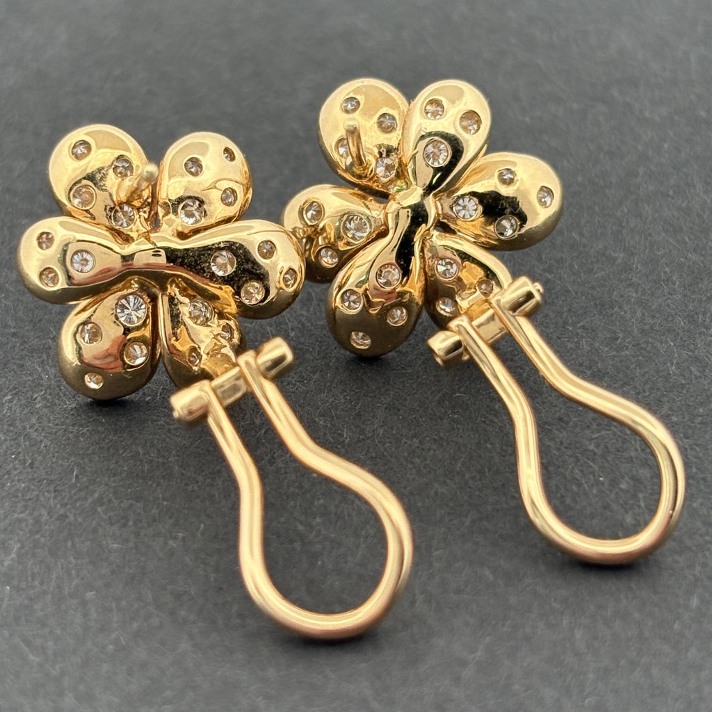 Estate Flower 18k Yellow Gold & Diamond Earrings 1.00ctw