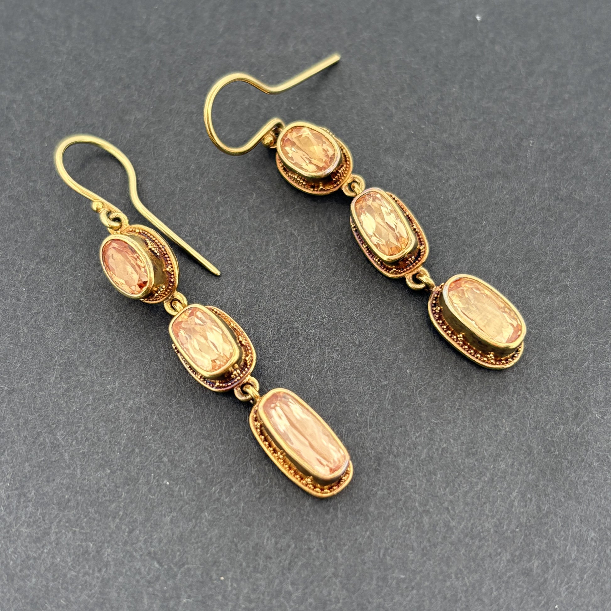 Luna Imperial Topaz 22k Dangle Drop Earrings 11ctw