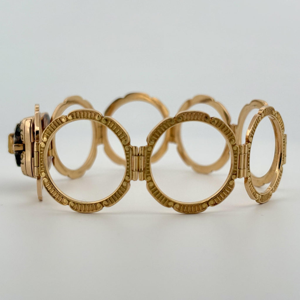 Vintage Convertible Emerald & Pearl Ring Bracelet 18k Yellow Gold Sz 6 1/2