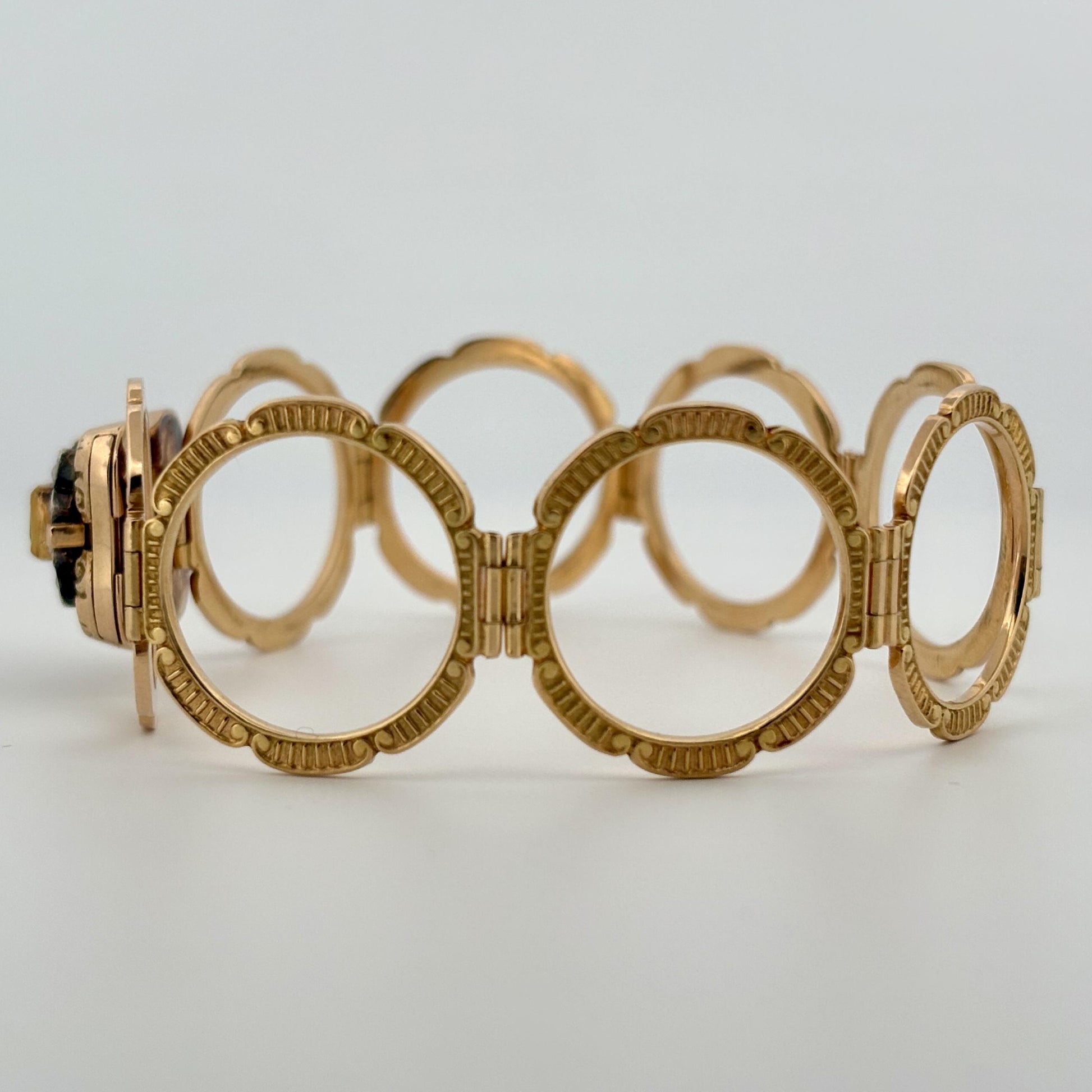 Vintage Convertible Emerald & Pearl Ring Bracelet 18k Yellow Gold Sz 6 1/2
