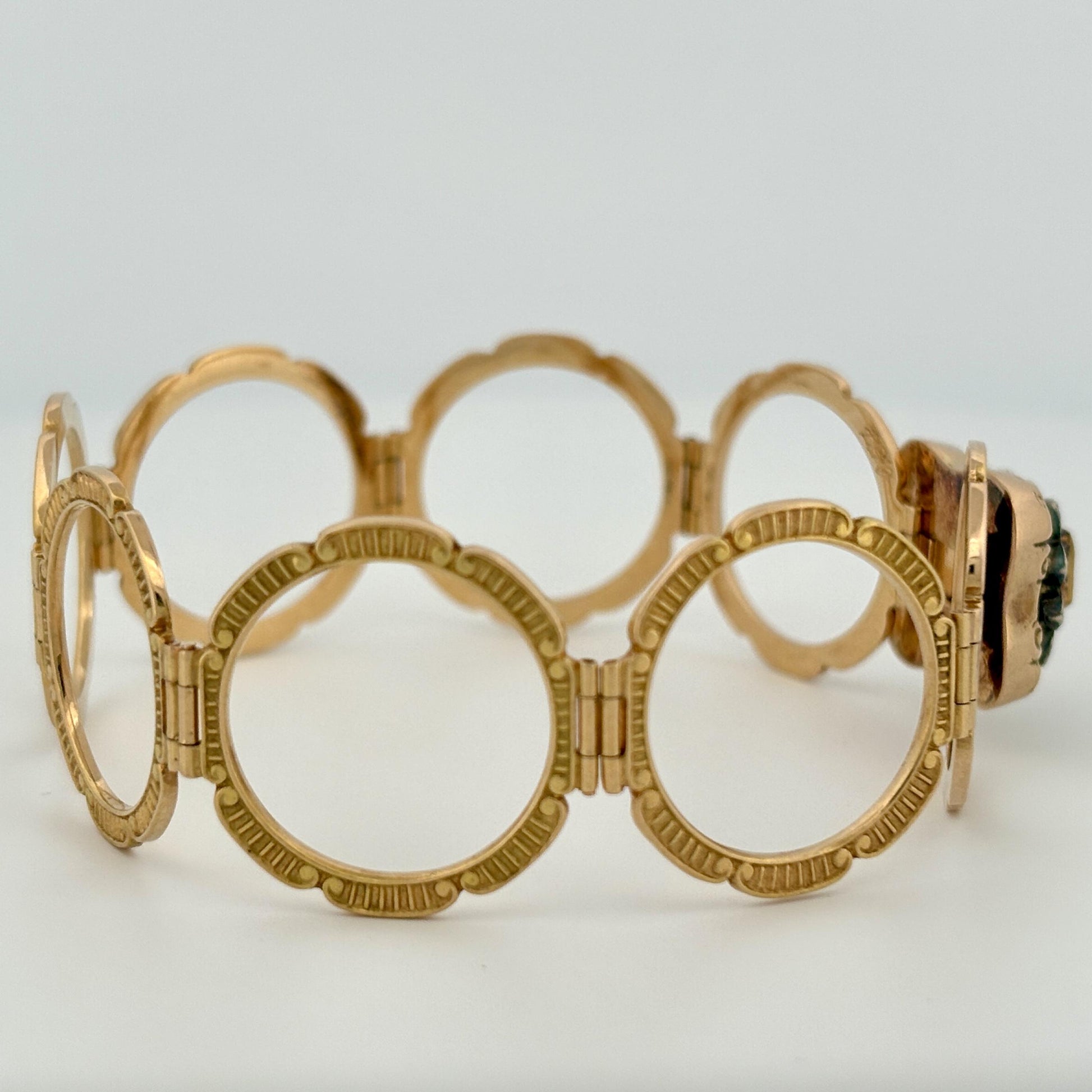 Vintage Convertible Emerald & Pearl Ring Bracelet 18k Yellow Gold Sz 6 1/2