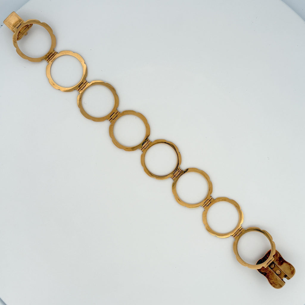 Vintage Convertible Emerald & Pearl Ring Bracelet 18k Yellow Gold Sz 6 1/2