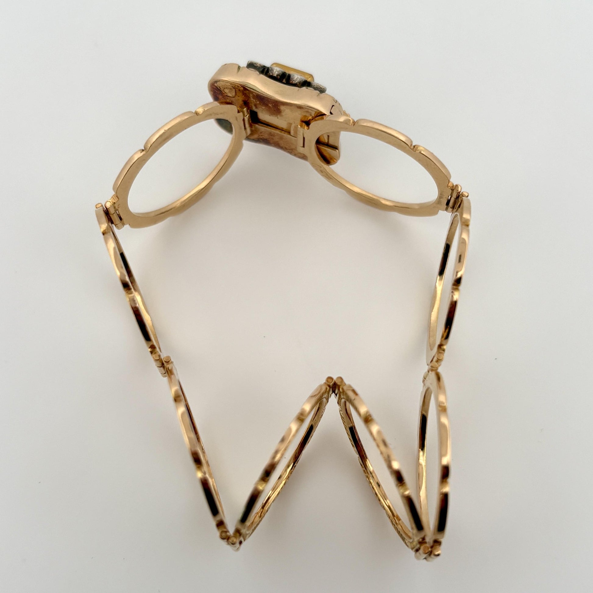 Vintage Convertible Emerald & Pearl Ring Bracelet 18k Yellow Gold Sz 6 1/2