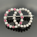 Double Circle Brooch 18k White Gold 1.11ctw - Italy