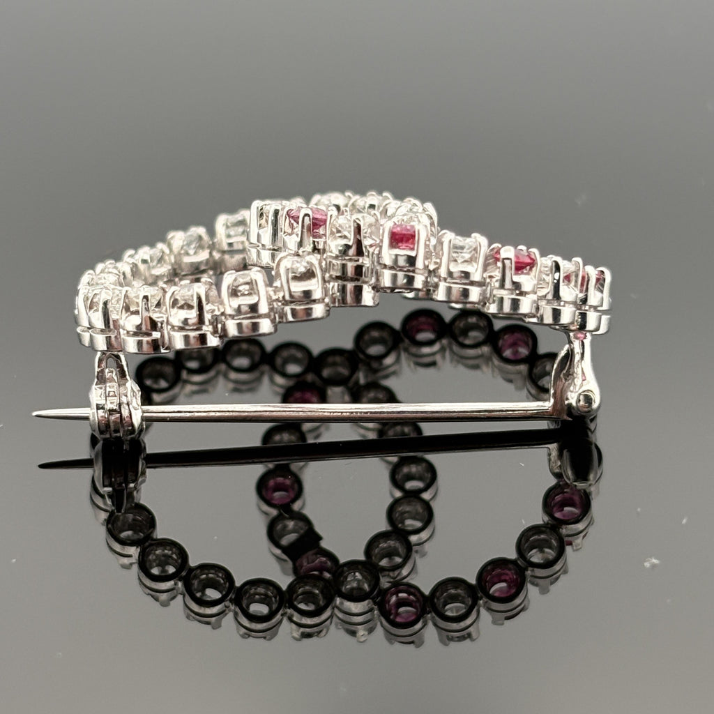 Double Circle Brooch 18k White Gold 1.11ctw - Italy