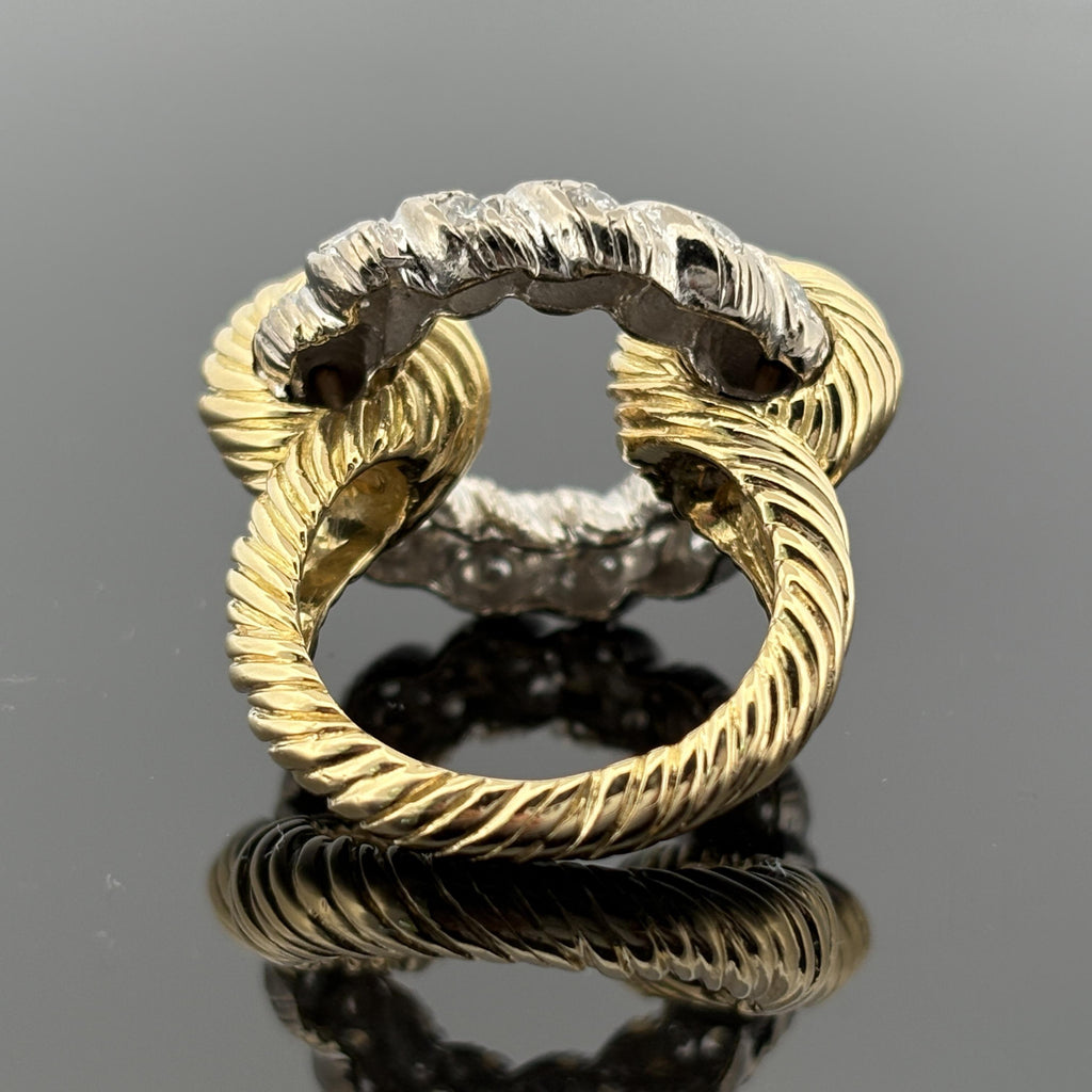 Vintage Kutchinsky Diamond Rope Ring 18k Two Tone - 1.25ctw