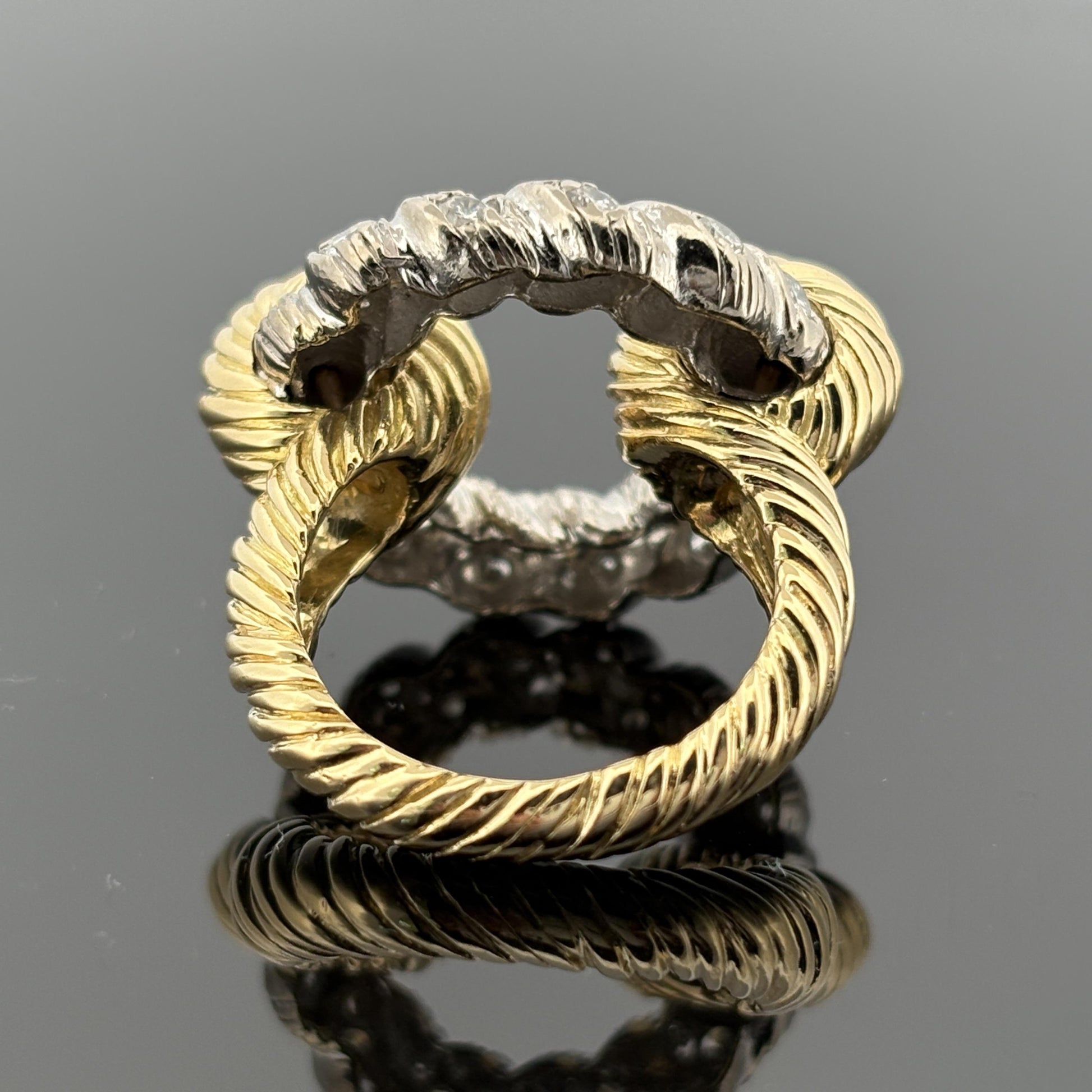 Vintage Kutchinsky Diamond Rope Ring 18k Two Tone - 1.25ctw
