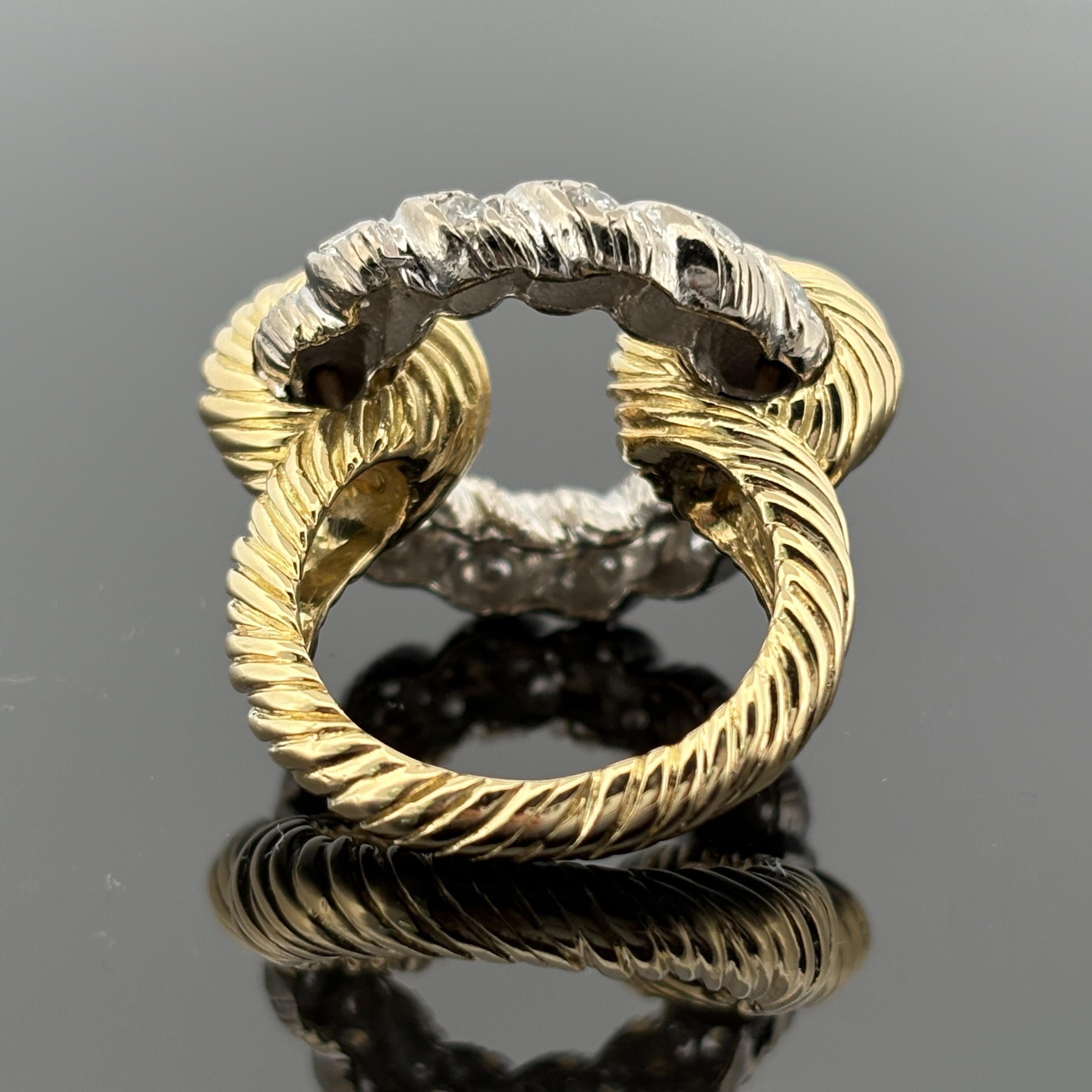 Vintage Kutchinsky Diamond Rope Ring 18k Two Tone - 1.25ctw