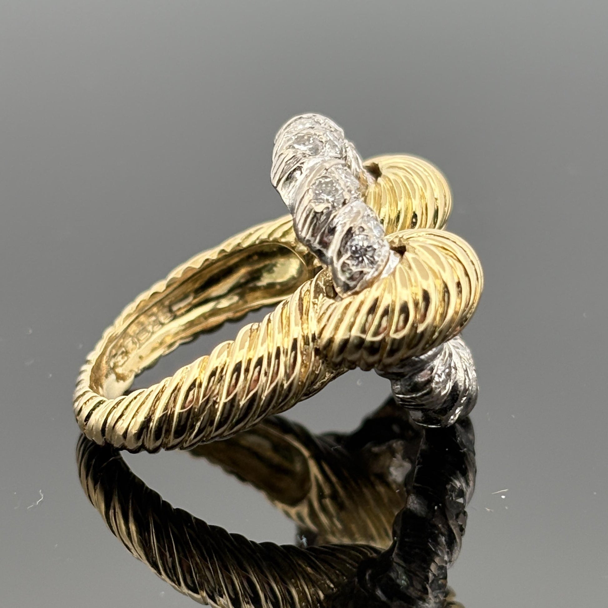 Vintage Kutchinsky Diamond Rope Ring 18k Two Tone - 1.25ctw