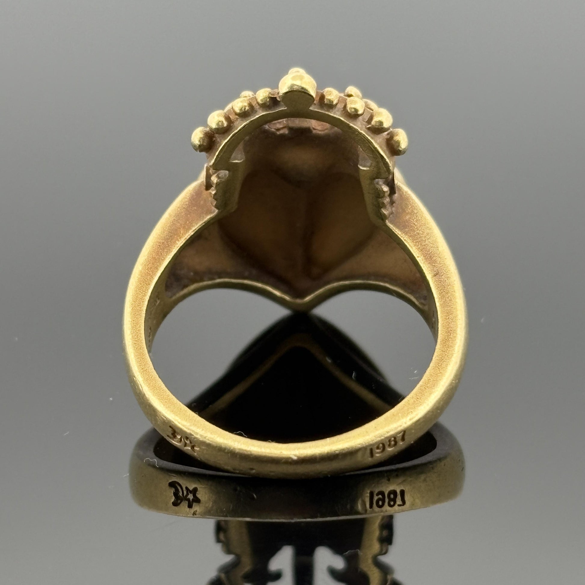 Vintage Kieselstein Cord Heart Ring 18k Yellow Gold w/ Diamond Accents