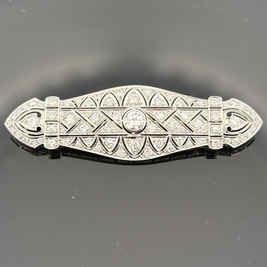 Vintage French Mid-century Platinum 3.90ctw Diamond Brooch