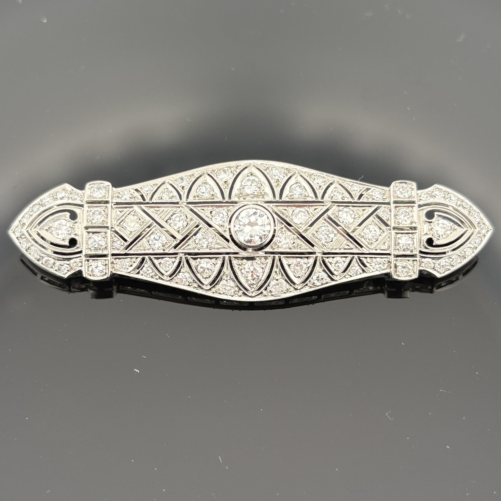 Vintage French Mid-century Platinum 3.90ctw Diamond Brooch