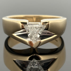 Men’s Diamond Ring in 14K Yellow Gold, 0.90ct Trillion Cut