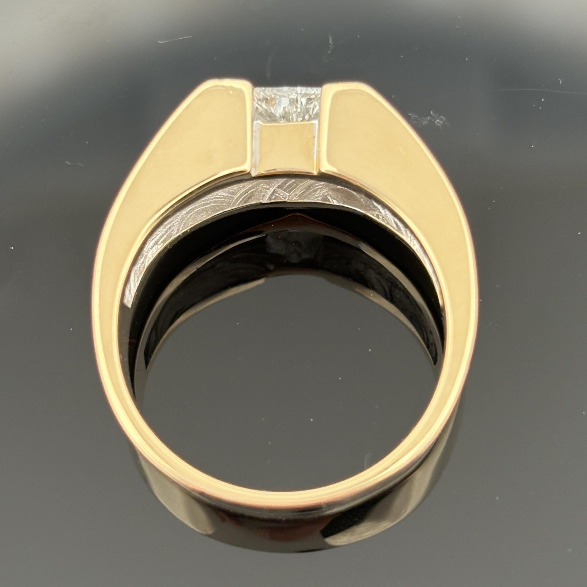 Men’s Diamond Ring in 14K Yellow Gold, 0.90ct Trillion Cut